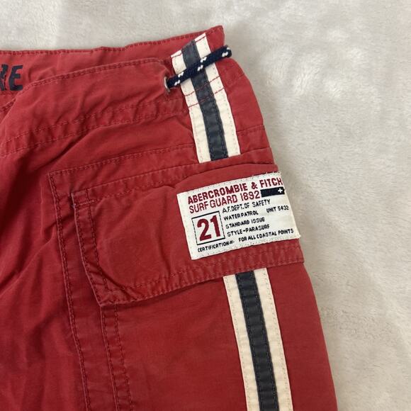 VTG Abercrombie Fitch Board Shorts Womens XS Red Surf Skate Y2K Nautical Beach - Picture 2 of 11